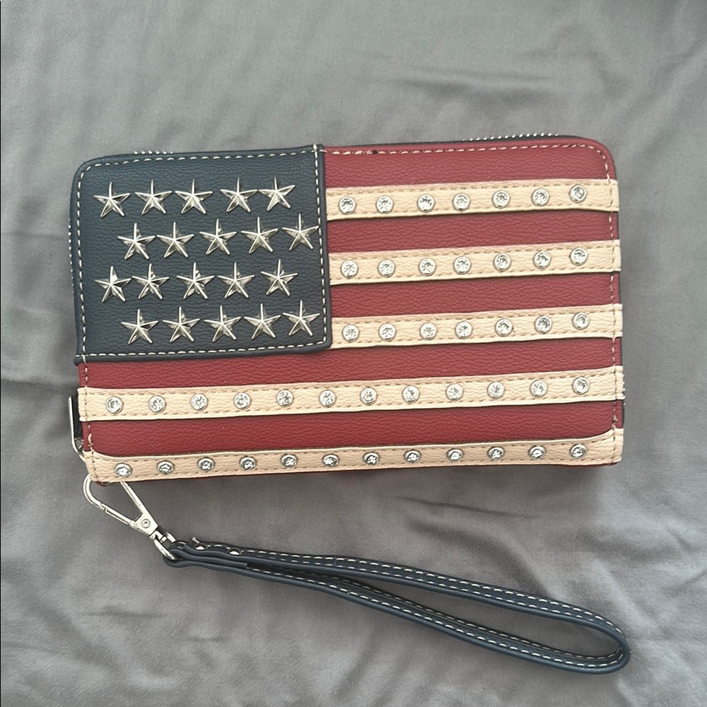 Montana West American Flag Studded wallet Wristlet